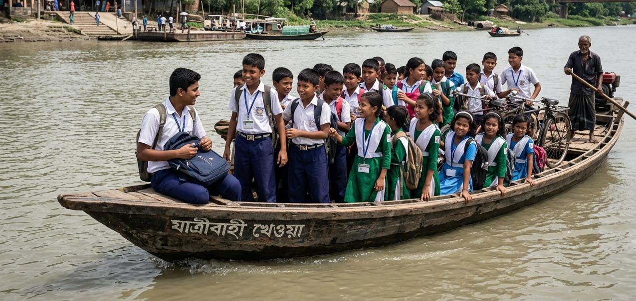 মুকসুদপুরে শিক্ষার্থীদের কাছ থেকে খেয়া পারাপারে টাকা আদায়ের অভিযোগ