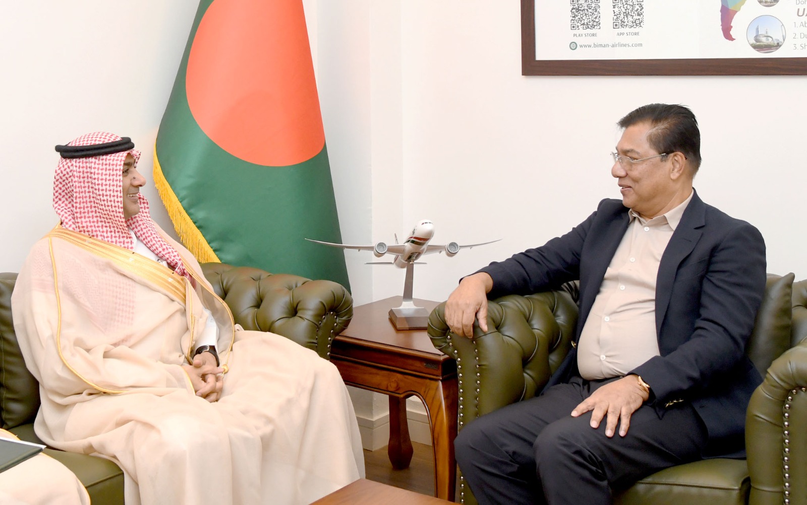 বেসামরিক বিমান পরিবহন ও পর্যটন মন্ত্রীর সঙ্গে বাংলাদেশ নিযুক্ত সৌদি রাষ্ট্রদূতের সৌজন্য সাক্ষাৎ